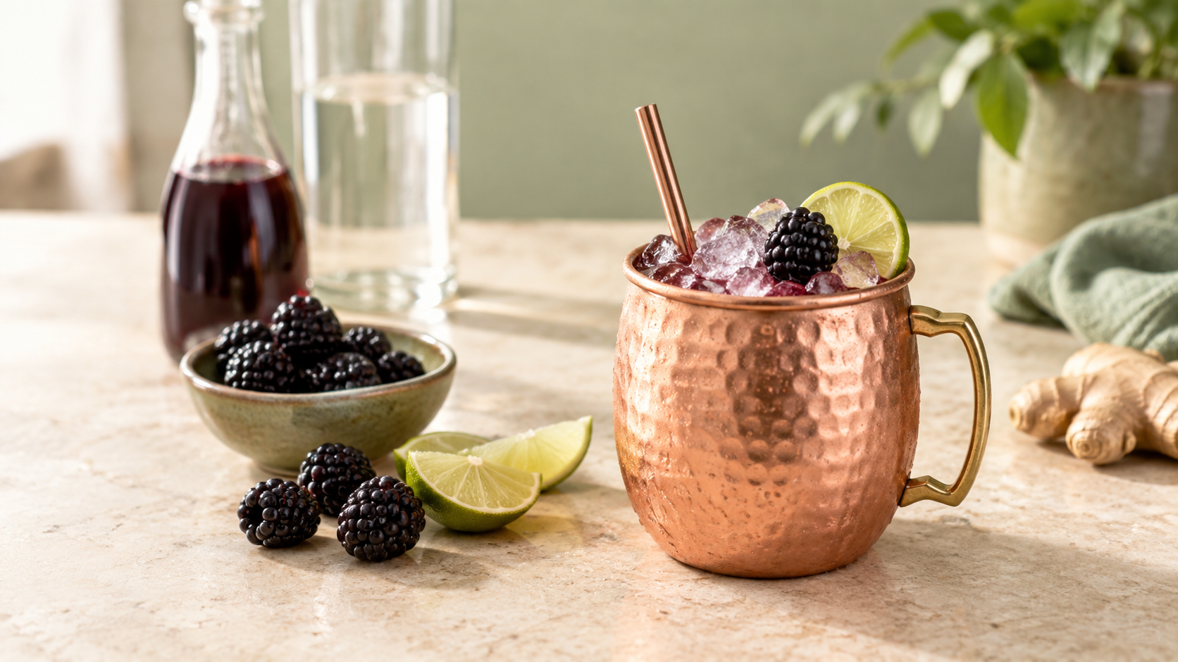 Cách pha chế Blackberry Mule cocktail