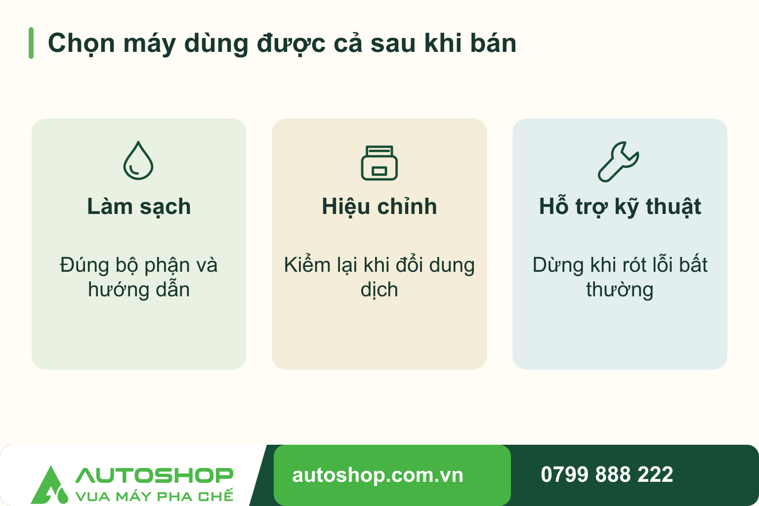 Sơ đồ chọn máy dùng được cả sau khi bán, tổng hợp các tiêu chí: làm sạch, hiệu chỉnh, hỗ trợ kỹ thuật.