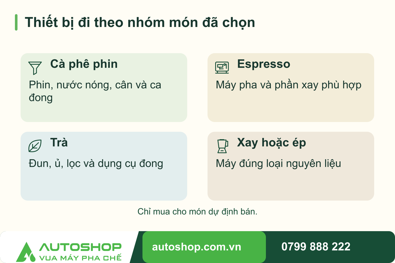 Danh sách thiết bị mở quán cafe: mua theo menu, đủ dùng từ ngày đầu