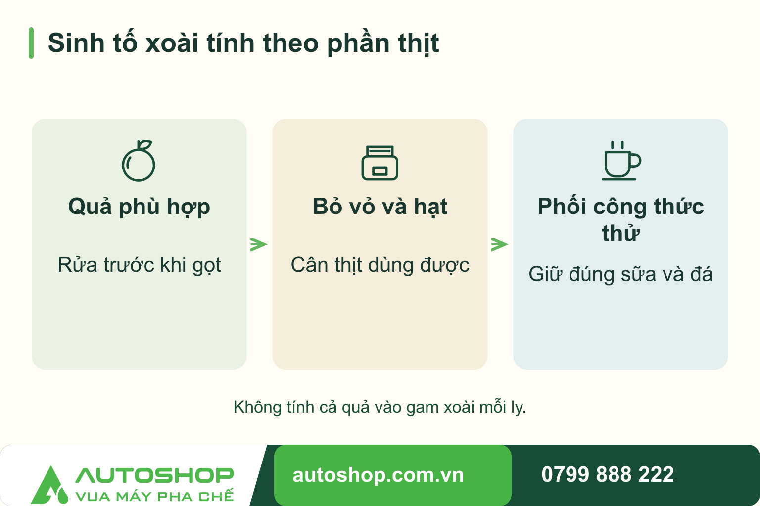 Công thức sinh tố xoài kinh doanh: định lượng theo thịt quả và giữ vị ổn định