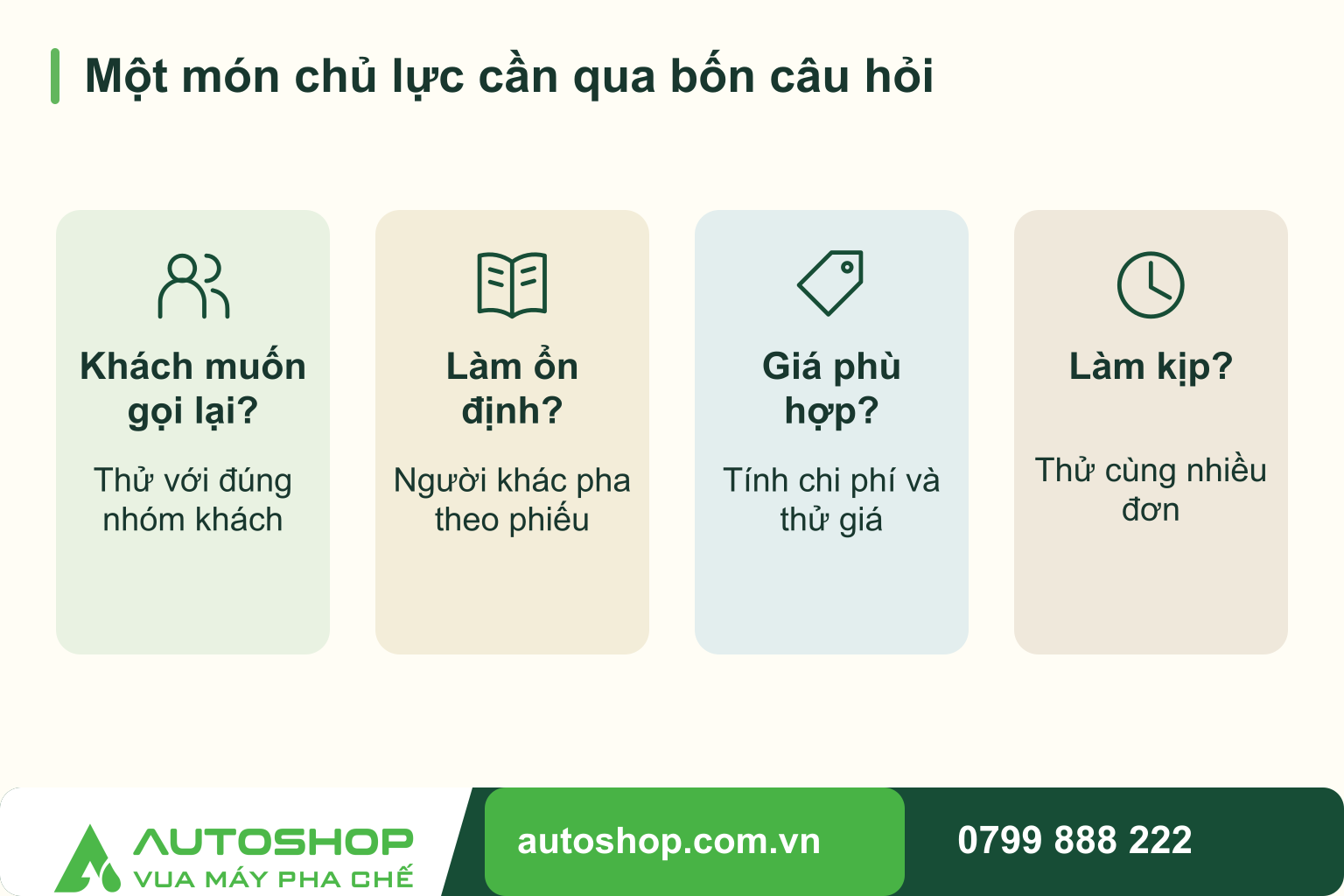 Chọn món chủ lực cho quán cafe: Lên menu gọn, dễ bán và dễ làm