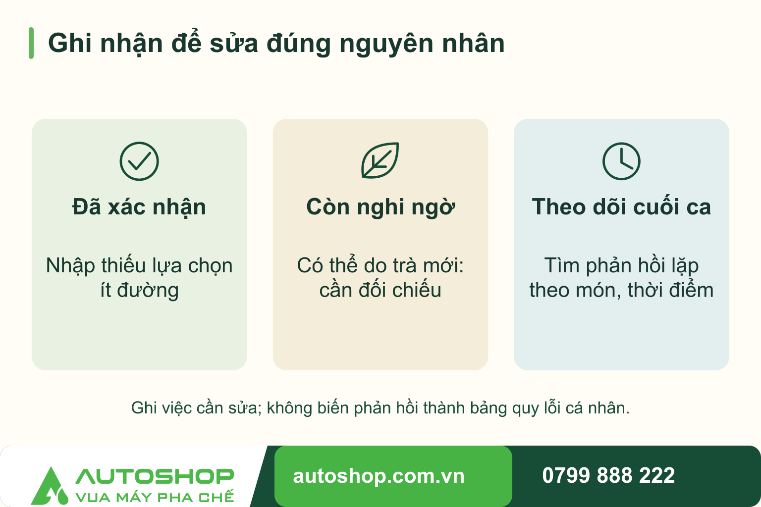 Sơ đồ minh họa: ghi nhận để sửa đúng nguyên nhân