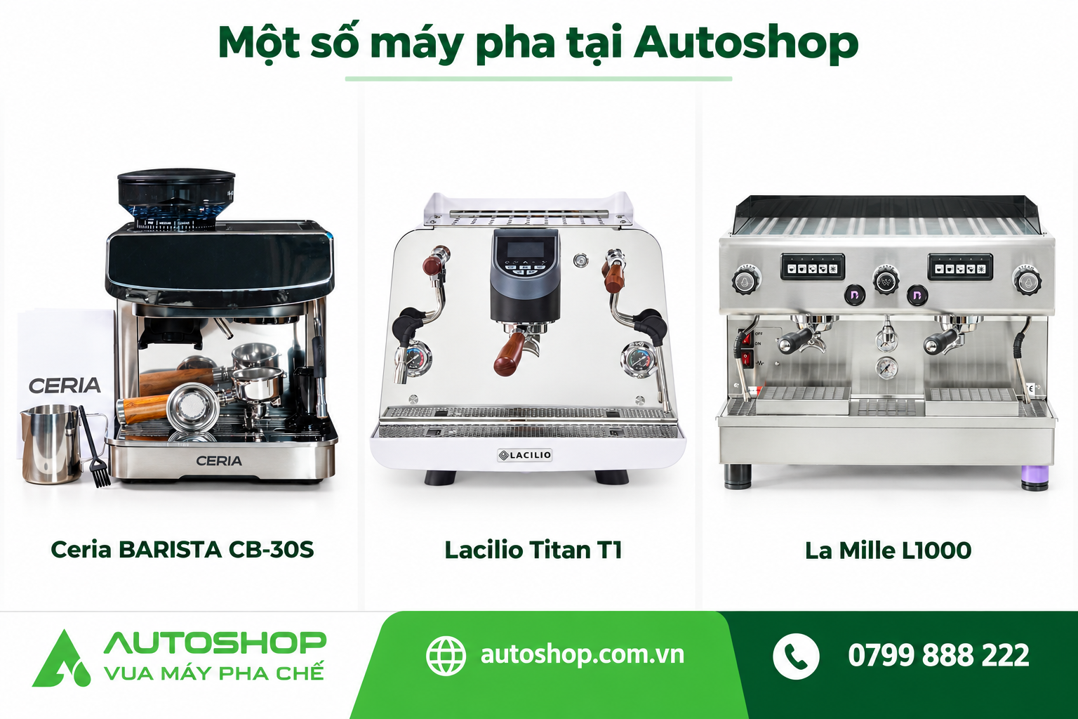 Minh họa các mẫu CB-30S, Titan T1 và L1000 để tham khảo trước khi tới Autoshop Đà Nẵng; không phải ảnh khu trưng bày.