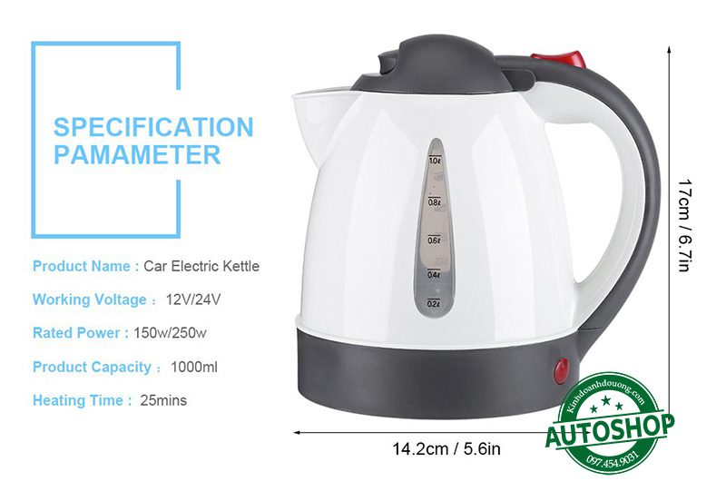 Bình đun Fdit Portable 12V Car Travel KettleBình đun Fdit Portable 12V Car Travel Kettle